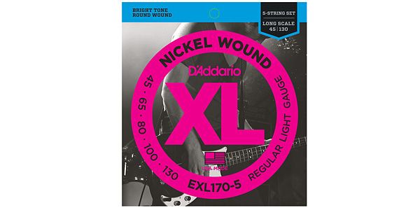 DADDARIO/EXL170-5 Nickel Wound 5-Strings Bass Light 45-130