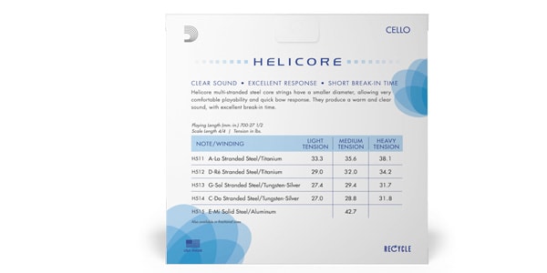 DADDARIO / H510 4/4M Helicore cello set, medium画像3