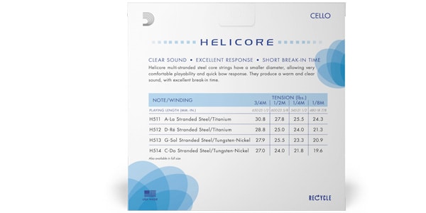 DADDARIO / H511 1/8M Helicore cello A line single画像3
