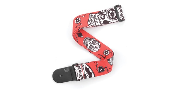 DADDARIO / P20W1414 POLYESTER GUITAR STRAPSRed Sugar Skulls