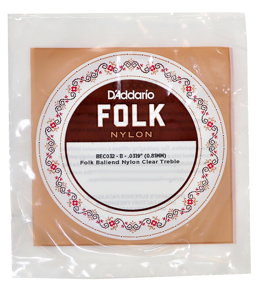 Corde De Guitare Folk Nylon D'Addario BEC032 - .032 Translucide à Boule - Pour Remplacement Ou Customisation