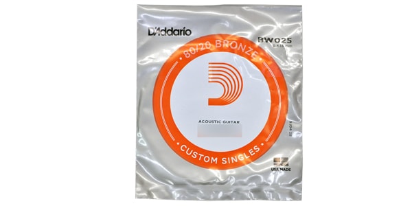 DADDARIO / BW025 Single 80/20 Bronze Wound 025