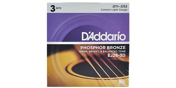 DADDARIO/EJ26-3D 3-Pack Phosphor Bronze Wound Custom Light