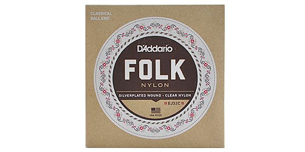 DADDARIO/EJ32C Folk Nylon - Silver Wound/Clear Trebles