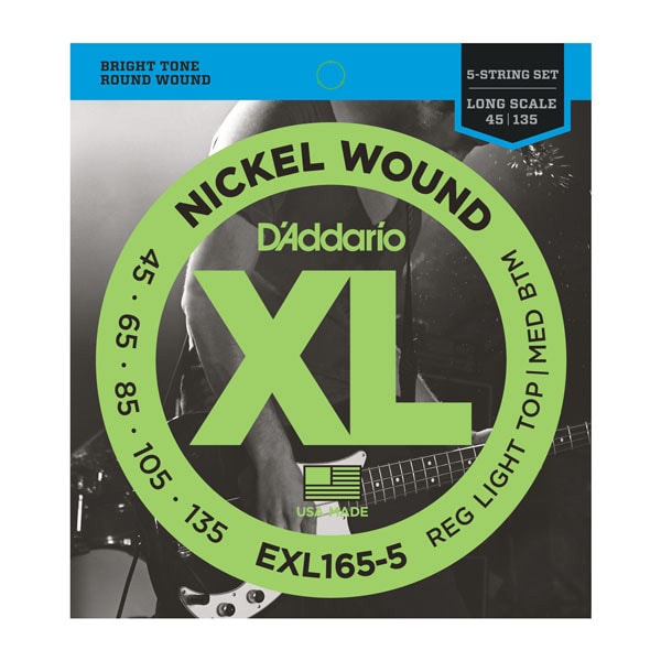 DADDARIO/EXL165-5 Nickel Wound 5-String Bass Light Top Med Btm 45-135