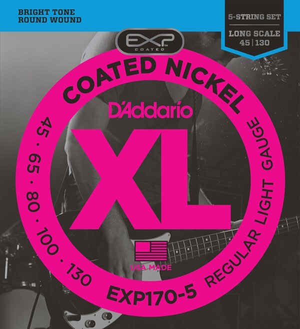 DADDARIO/EXP170-5 Coated Nickel Wound 5-Strings Bass Light 45-130