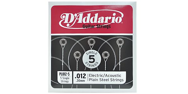 DADDARIO/PL012-5 Single 5-Pack Single Plain Steel 012