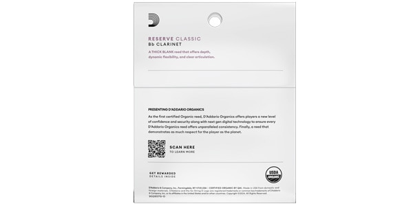 D&#39;Addario Woodwinds / Bb Clarinet Reed Organic Reserve Classic 2.0 3pcs画像2