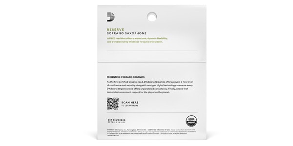 D&#39;Addario Woodwinds ( ダダリオウッドウインズ )  / ソプラノサックスリード オーガニック レゼルヴ 2.5 3枚入画像2