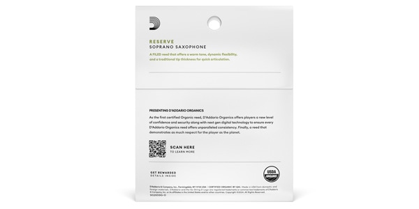 D&#39;Addario Woodwinds ( ダダリオウッドウインズ )  / ソプラノサックスリード オーガニック レゼルヴ 3.0 3枚入画像2