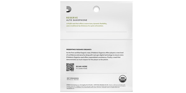 D&#39;Addario Woodwinds / Alto Saxophone Reed Organic Reserves 2.5 3pcs画像2