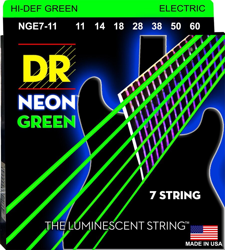 DR/NGE7-11 NEON GREEN Extra Heavy 7-String