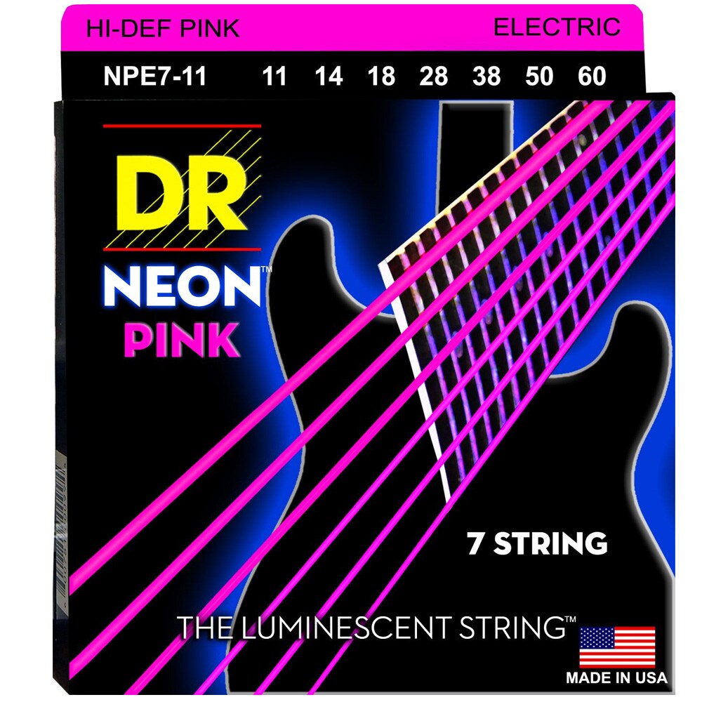 DR/NPE7-11 NEON PINK Extra Heavy 7-String