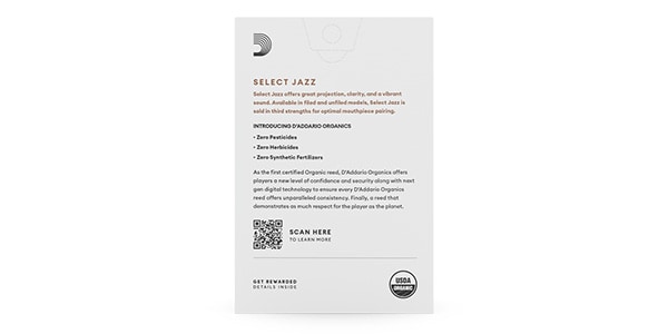 D&#39;Addario Woodwinds / Soprano Sax reeds Organic Select Jazz 2M Unfiled画像2