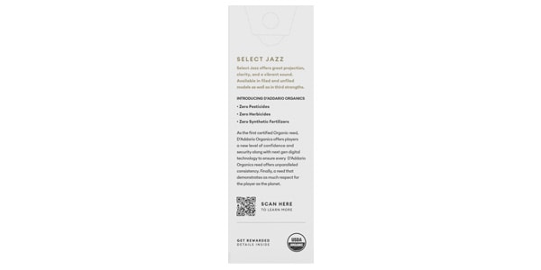 D&#39;Addario Woodwinds / Baritone Sax reeds Organic Select Jazz 3S Unfiled画像2