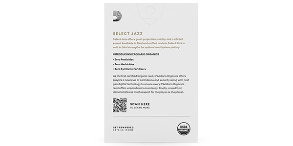 D&#39;Addario Woodwinds / Alto Sax reeds Organic Select Jazz 3M Unfiled画像2