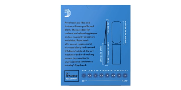 D&#39;Addario Woodwinds / Ebクラリネットリード リコ ロイヤル 3.5画像2