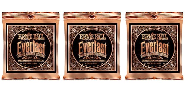 ERNIE BALL ( アーニー・ボール )  / EVERLAST COATED PHOSPHOR　MEDIUM LIGHT、3パックセット