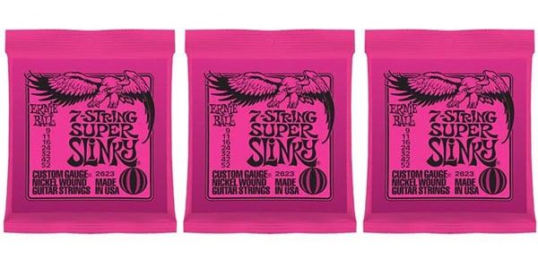 ERNIE BALL ( アーニー・ボール )  / 7-STRINGS SUPER SLINKY #2623、 3パックセット