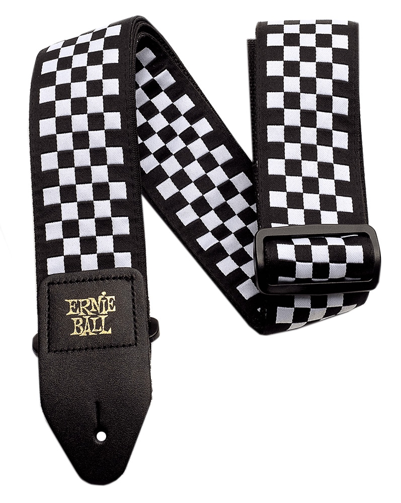 ERNIEBALL/4149 Black and White Checkered Jacquard Strap