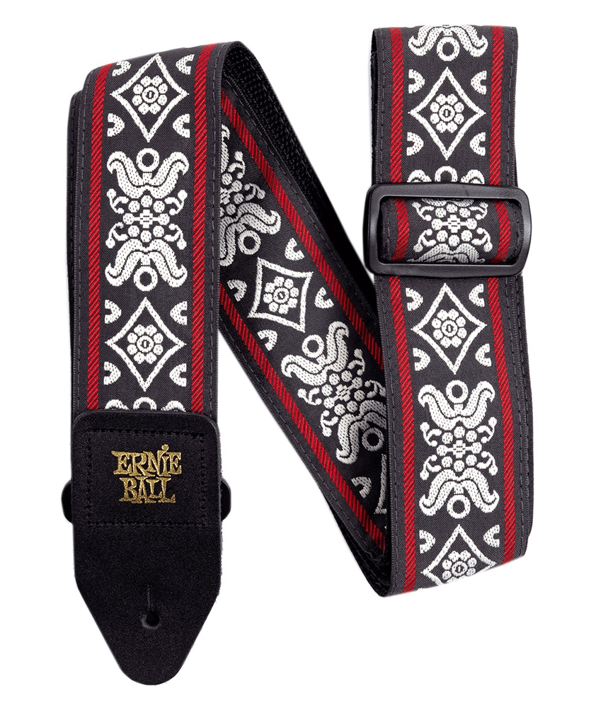 ERNIEBALL/4669 Blackjack Red Jacquard Strap