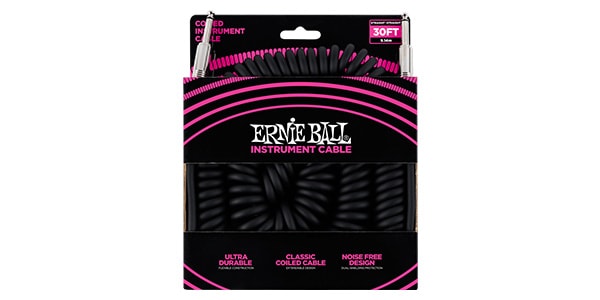 ERNIE BALL / Coiled Instrument Cable Straight/Straight 30ft Black