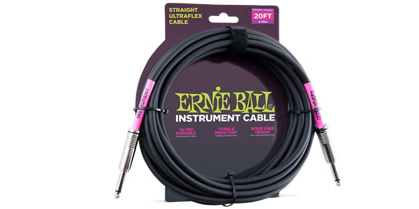 ERNIEBALL/20' STRAIGHT / STRAIGHT INSTRUMENT CABLE - BLACK 6046