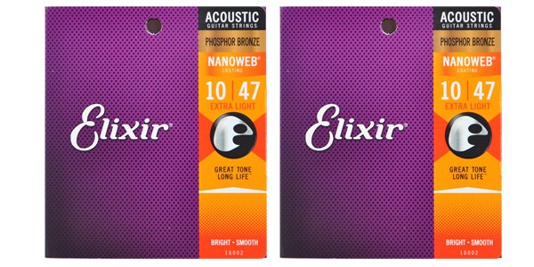 ELIXIR/NANOWEB Phosphor Bronze Extra Light #16002 ツインパック