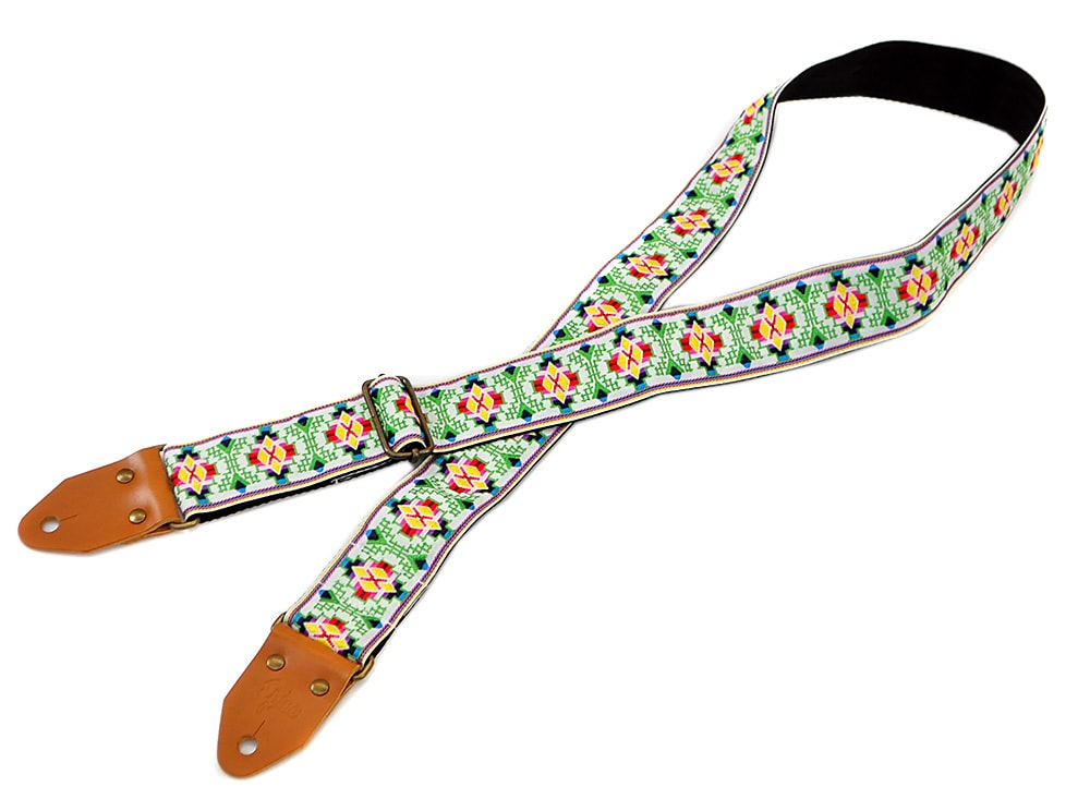 /White Aztec Retro Guitar Strap 50mm