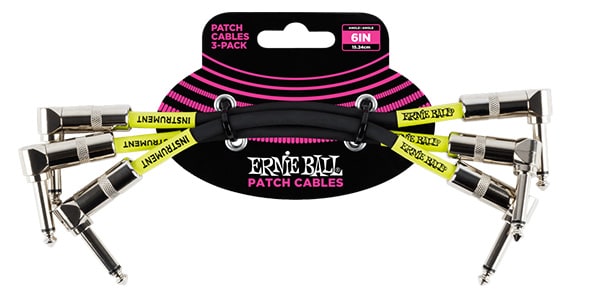 ERNIE BALL / Classic Patch Cable Angle/Angle 6in Black 3 Pack