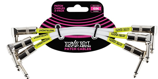 ERNIE BALL / Classic Patch Cable Angle/Angle 6in White 3 Pack