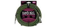 ERNIE BALL / Braided Instrument Cable Straight/Angle 25ft Black/Green