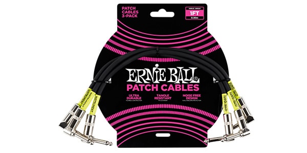 ERNIE BALL / Classic Patch Cable Angle/Angle 1ft Black 3 Pack