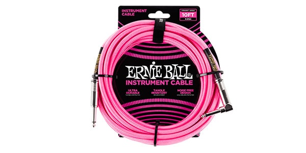 ERNIE BALL / Braided Instrument Cable Straight/Angle 10ft Neon Pink