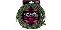 ERNIE BALL / Braided Instrument Cable Straight/Angle 18ft Black/Green
