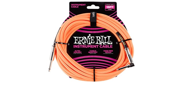 ERNIE BALL / Braided Instrument Cable Straight/Angle 18ft Neon Orange
