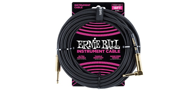 ERNIE BALL / Braided Instrument Cable Straight/Angle 18ft Black w/Gold C