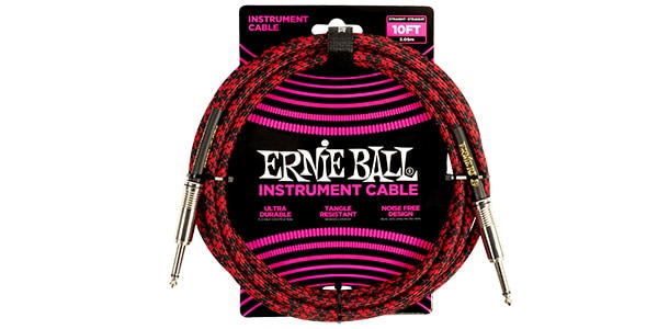 ERNIE BALL / Braided Instrument Cable Straight/Straight 10ft Red/Black