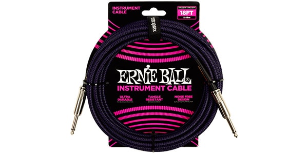 ERNIEBALL/18ft Braided Straight Straight Inst Cable Purple Black