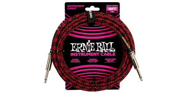 ERNIEBALL/18ft Braided Straight Straight Inst Cable Red Black