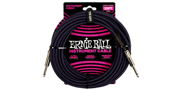 ERNIEBALL/25ft Braided Straight Straight Inst Cable Purple Black