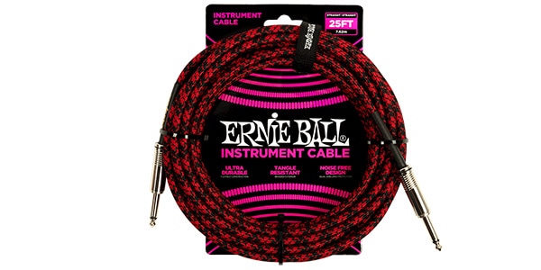 ERNIEBALL/25ft Braided Straight Straight Inst Cable Red Black