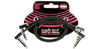 ERNIE BALL / Flat Ribbon Stereo Patch Cable 12in Black 2 Pack