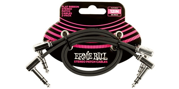 ERNIE BALL ( アーニー・ボール )  / Flat Ribbon Stereo Patch Cable 12in Black 2 Pack