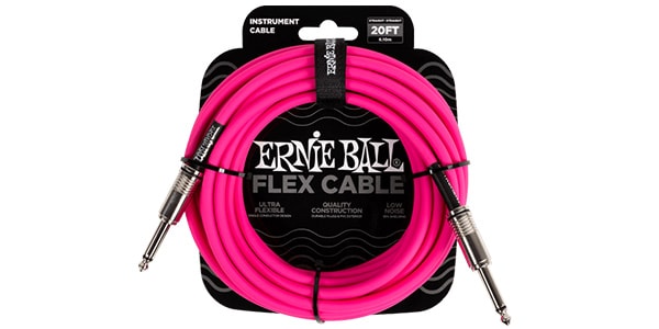 ERNIE BALL ( アーニー・ボール )  / Flex Instrument Cable Straight/Straight 20ft Pink