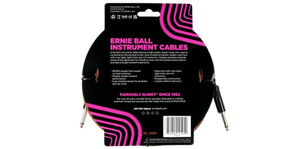 ERNIE BALL ( アーニー・ボール )  / Braided Instrument Cable S/S 18ft Pumpkin Pie	画像2