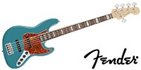 FENDER American Elite JAZZ BASS V Ebony Ocean Turquois