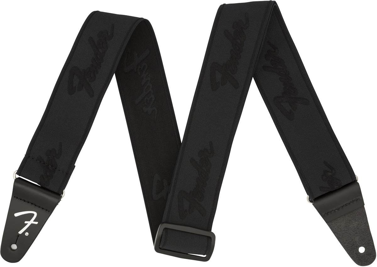 FENDER/Weighless Running Logo Strap, Black　ギターストラップ