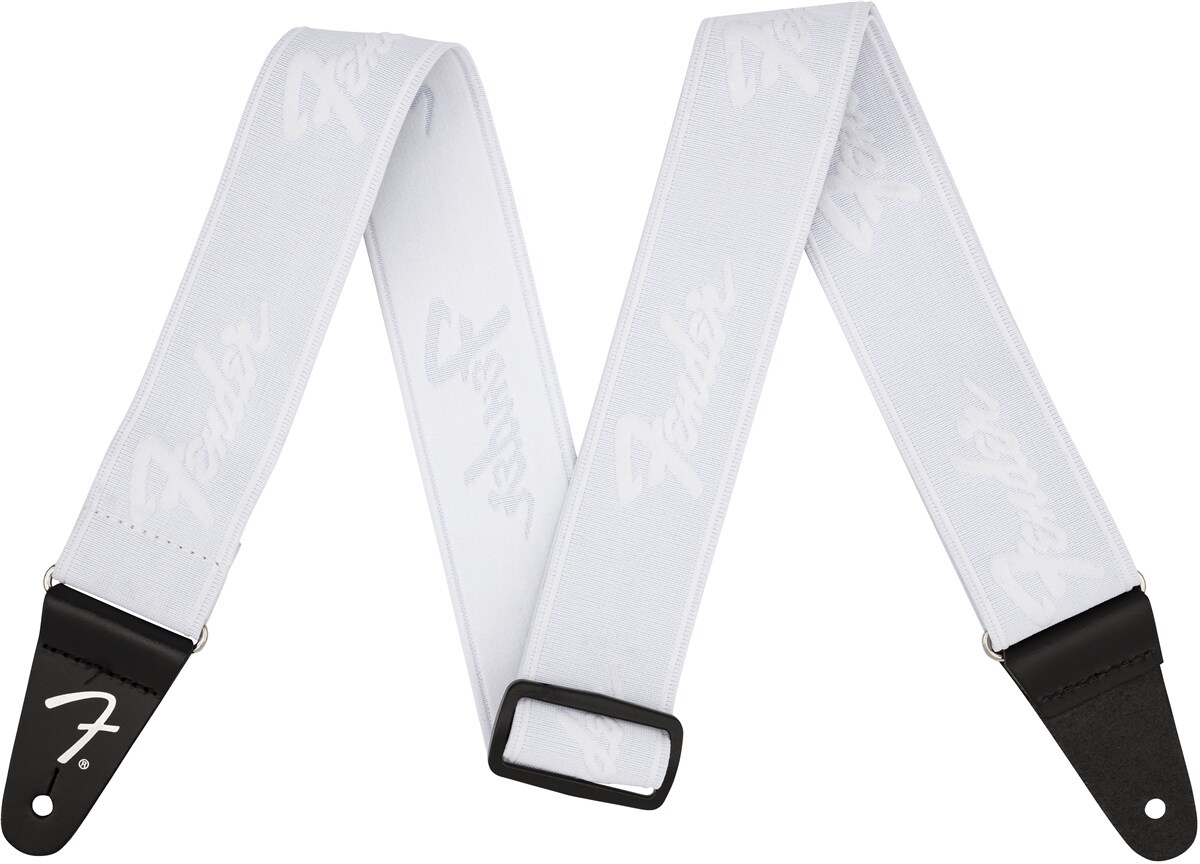 FENDER/Weighless Running Logo Strap, White　ギターストラップ