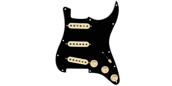 FENDER/Pre-Wired Strat Pickguard, Tex-Mex SSS, Black 11 Hole PG